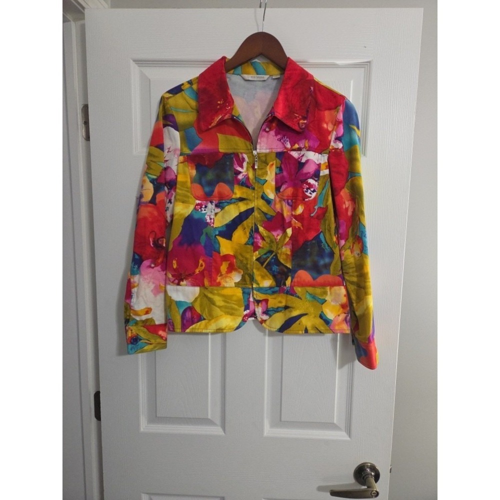 Erin by Erin London Colorful Floral Multicolor Jacket Small Boho